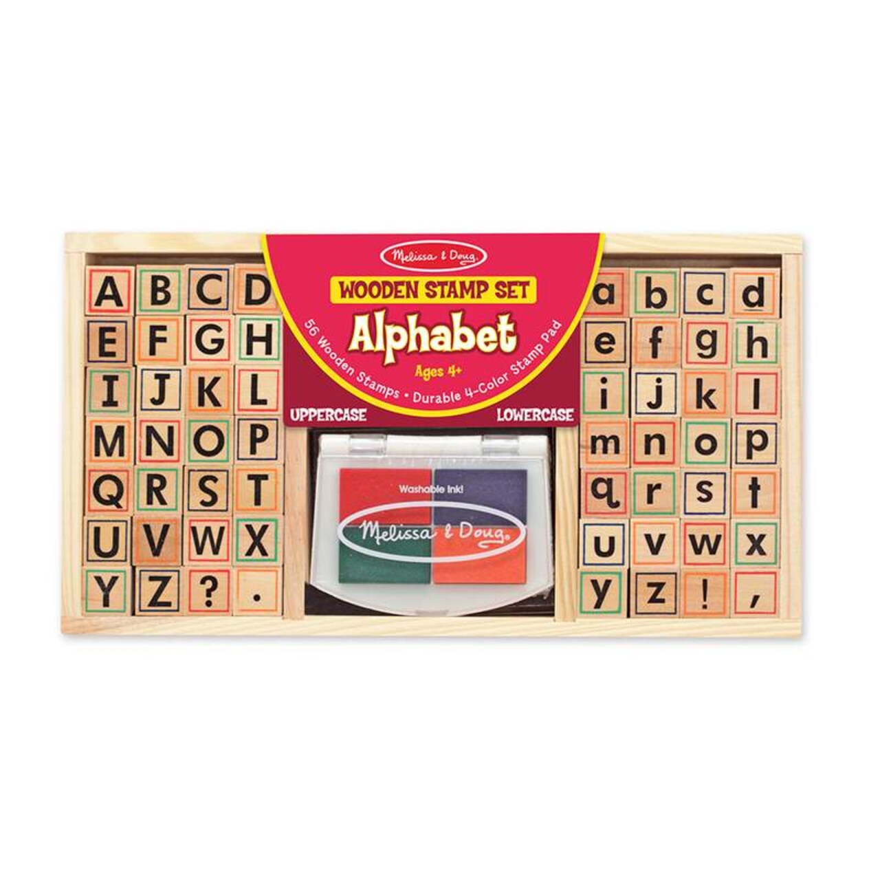 Melissa & Doug Stamp Pad Set Alphabet with Storage Tray Wooden